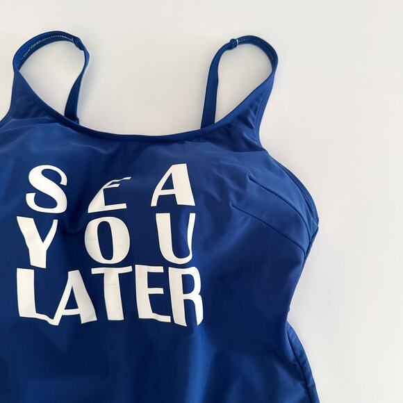 [Lane Bryant] Swim by Cacique Blue Sea You Later One Piece Tank Swimsuit Size 16 - Picture 10 of 12